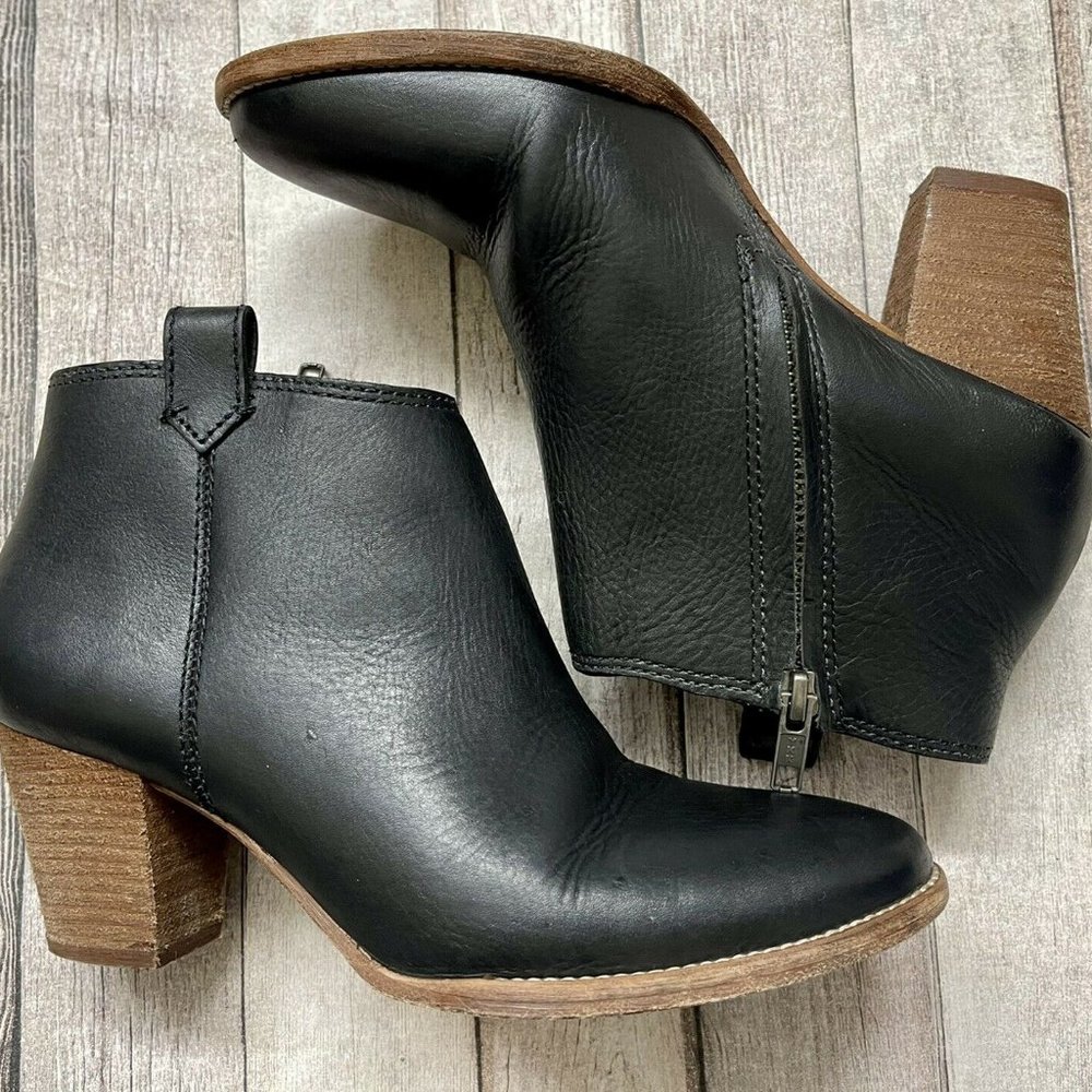 MADEWELL Billie Boot Black Leather Ankle Booties Heeled Women's Size 6.5